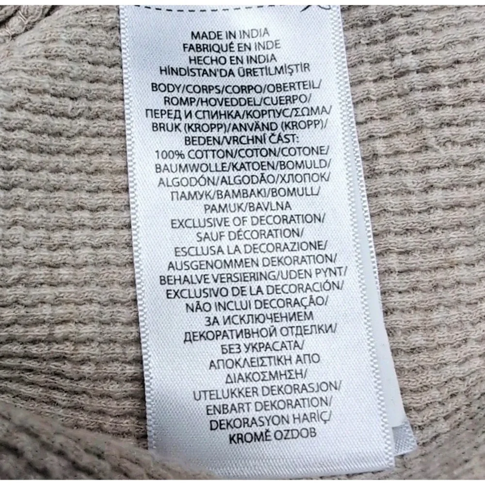 Polo‎ Ralph Lauren Thermal Waffle Knit Crew Neck Shirt Mens L Beige Long Sleeve